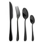 Faqueiro Preto 24 Pçs Inox - Talheres Garfo Faca Colher E Sob