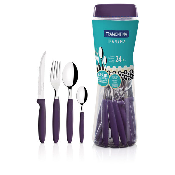 Faqueiro Tramontina Ipanema 24 Peças Aço Inox E Cabos De Poli