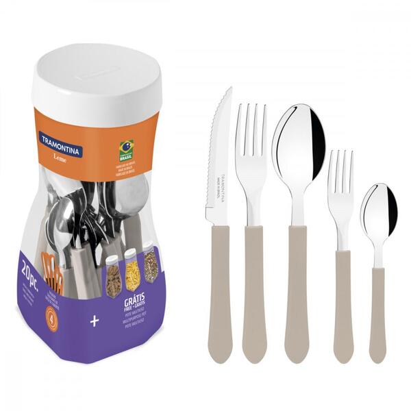 Faqueiro Tramontina Leme Com Lâminas Em Aço Inox 20 Peças