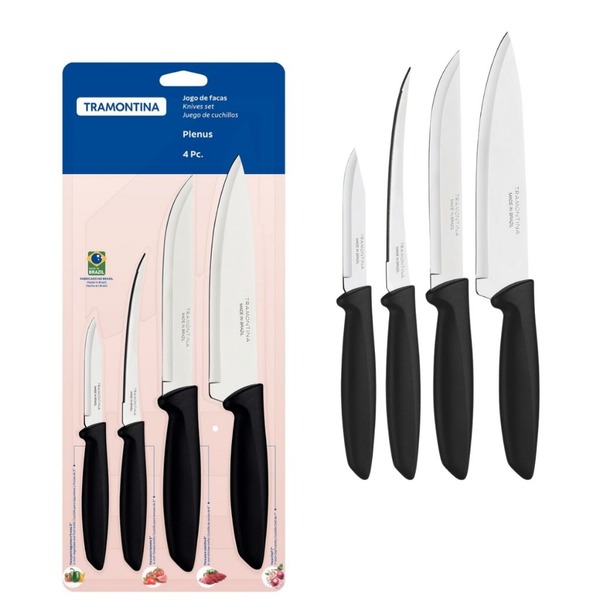 Faqueiro Tramontina Plenus 4 Peças Em Aço Inox Jogo De Faca P