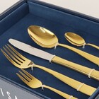 Faqueiro Wolff 30 Peças - Modelo Pisa Em Aço Inox Dourado