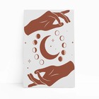 Fases Da Lua Astros Mãos Minimalista Quadro Canvas 140x90cm