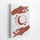 Fases Da Lua Astros Mãos Minimalista Quadro Canvas 60x40cm