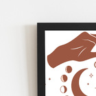 Fases Da Lua Astros Minimalista Quadro Moldura Preta 60x40cm