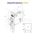 Fechadura 1006 Bater Correr Banheiro Cromada Roseta Quadrada