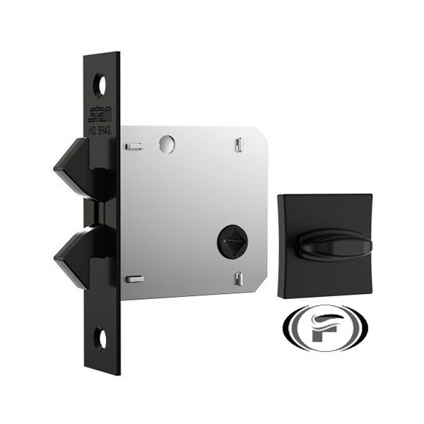 Fechadura 1006 Bater Correr Banheiro Preta Roseta Quadrada St