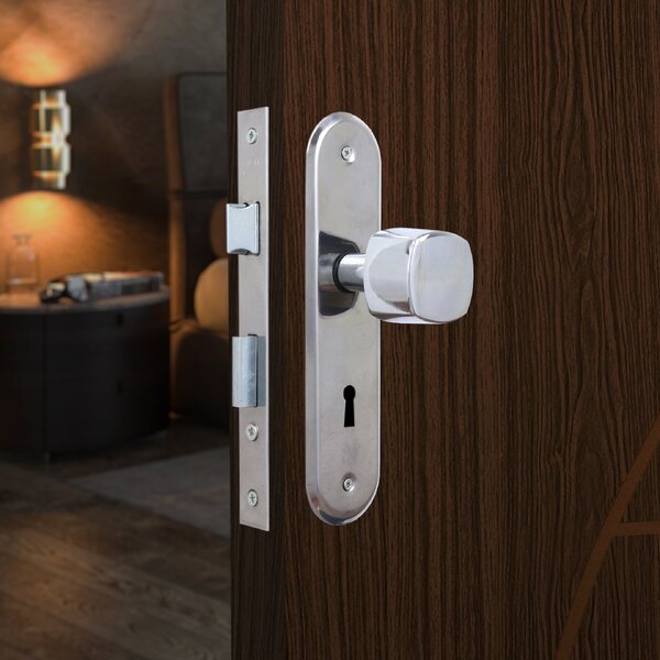 Fechadura 40mm Stilo Bola Alavanca Aço Mgm Cromada Cromado