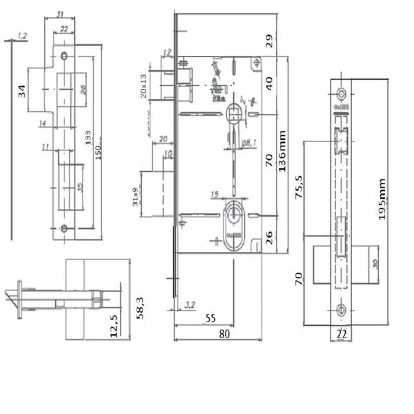 Fechadura 455 Externa St2 55 Inox Polido La Fonte Cilindro Zamack