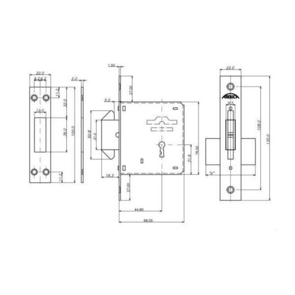 Fechadura Arouca 4006 Interna Porta De Correr Chave Dobravel Com