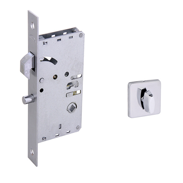 Fechadura Arouca Banheiro Bico de Papagaio Para Porta De Correr Com Roseta Quadrada 45mm