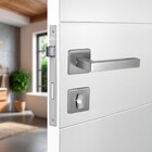 Fechadura Arouca Simples para Porta do Banheiro Escovado 55mm Aço Inox Quadratta