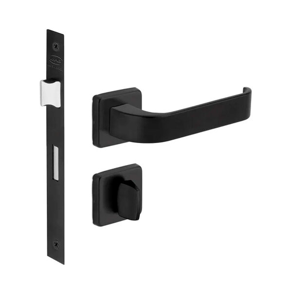 Fechadura Banheiro Imab Odin Roseta Quadrada Preta  40mm