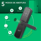 Fechadura Biometria Inteligente ELG Preta de Embutir Biometria, Chave, Senha, Cartão e Wi-Fi