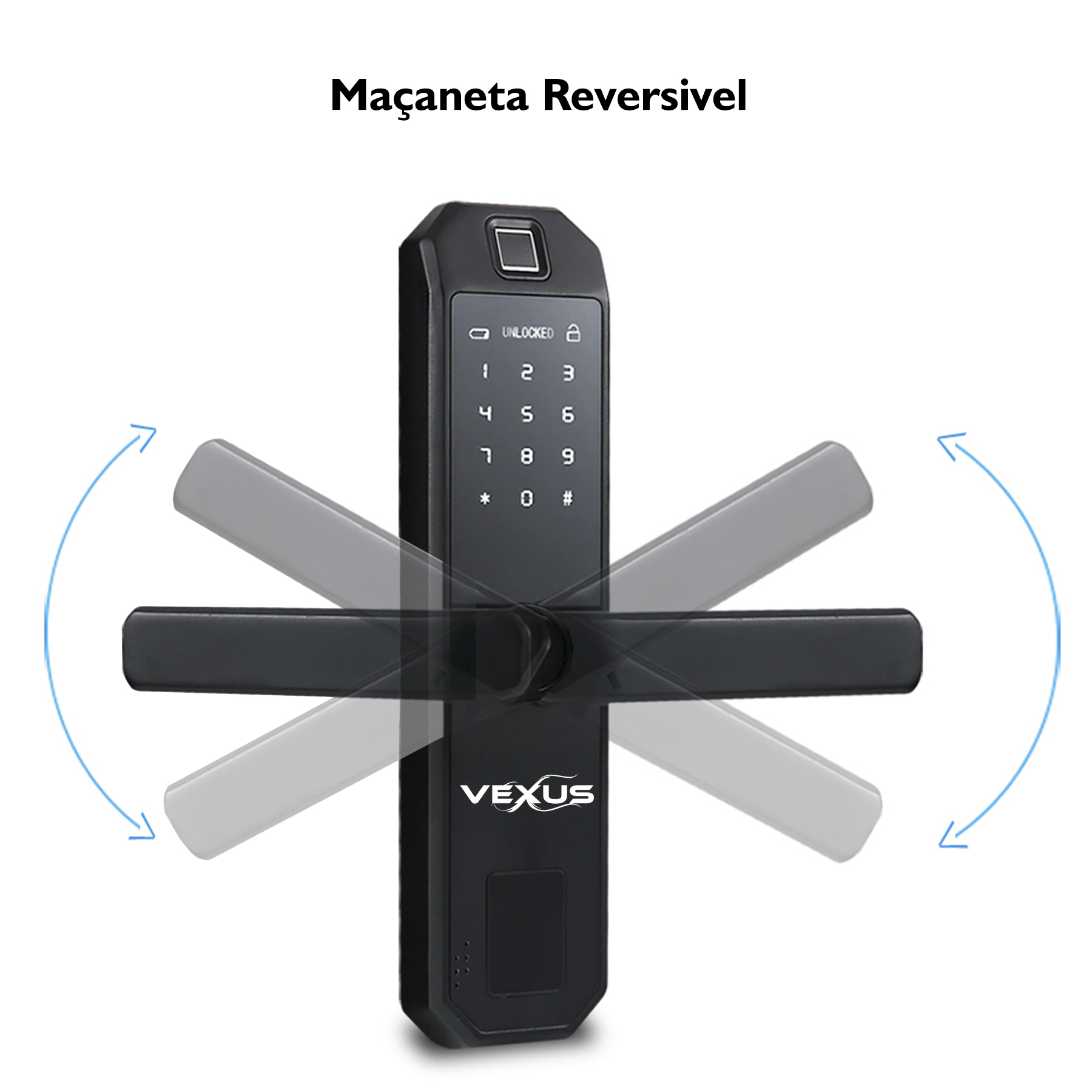 Fechadura Biométrica com Bluetooth, senha e cartão Vexus YZC-701