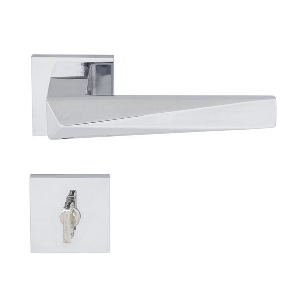 Fechadura com Roseta Cromada para Porta do Banheiro 55mm Simples Ascot Pado