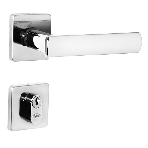 Fechadura Dama Cromada Arouca 40mm Roseta Quadrada Inox - Ext