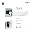 Fechadura Dama Cromada Arouca 40mm Roseta Quadrada Inox - Ext