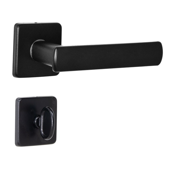 Fechadura Dama Preta Arouca 40mm Roseta Quadrada Inox - Banhe