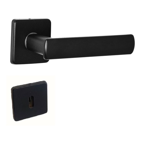 Fechadura Dama Preta Arouca 40mm Roseta Quadrada Inox - Inter