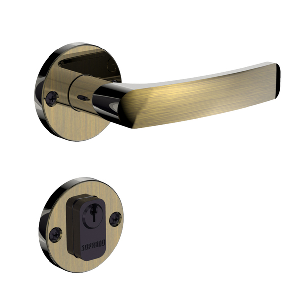 Fechadura para Porta de Entrada Antique 40mm Comum com Roseta Pali Brass Soprano