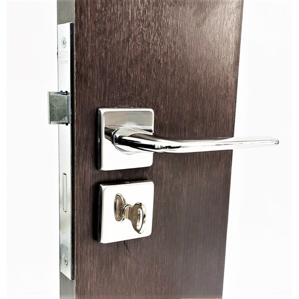 Fechadura De Porta Interna 823/27 Quadrado Cromado Polido