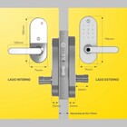 Fechadura Digital  Yale YMC 420W IP55 Branca Cromada de Embutir com Biometria, Senha, Cartão e Chave