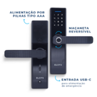 Fechadura Eletrônica Digital Elsys com Biometria e Senha ESF-DE2000B Embutir para Porta de Giro