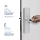Fechadura Eletrônica Digital Elsys com Biometria e Senha ESF-DE2000B Prata Embutir para Porta de Giro
