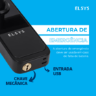 Fechadura Eletrônica Digital Elsys com Biometria, Chave e Senha e Wi-Fi ESF-DE4000B Embutir para Porta de Giro