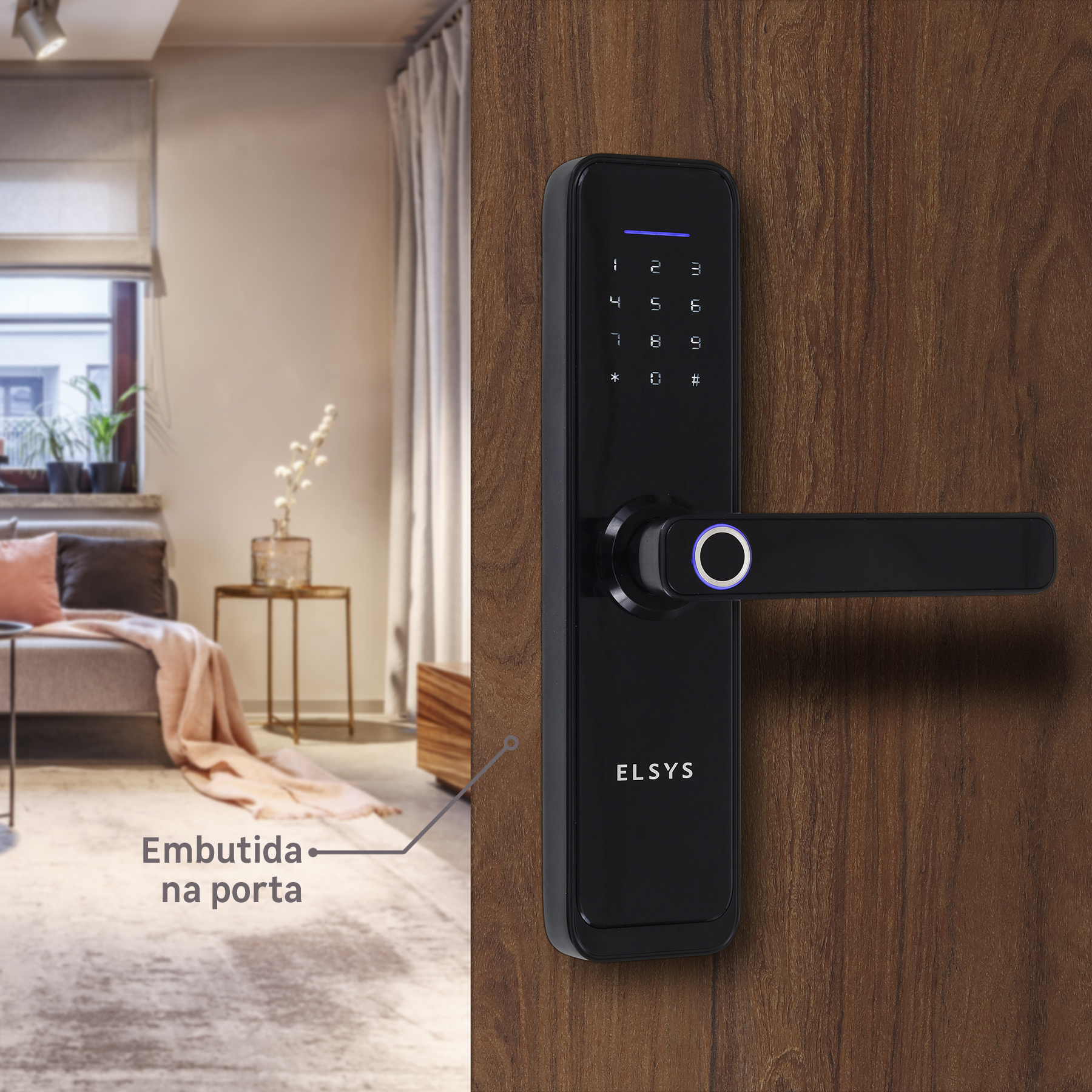 Fechadura Eletrônica Digital Elsys com Biometria, Chave e Senha e Wi-Fi ...
