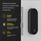 Fechadura Digital Yale Lia IP55 Preta Cromada de Embutir com Biometria, Senha, Cartão e Chave