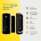 Fechadura Digital Yale YBL410 BIO Preto e Cromado Sobrepor Senha Biometria e Bluetooth