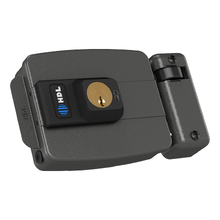 Fechadura Elétrica C90 Sobrepor Abertura para Dentro Cilindro Ajustável RFID Cinza HDL