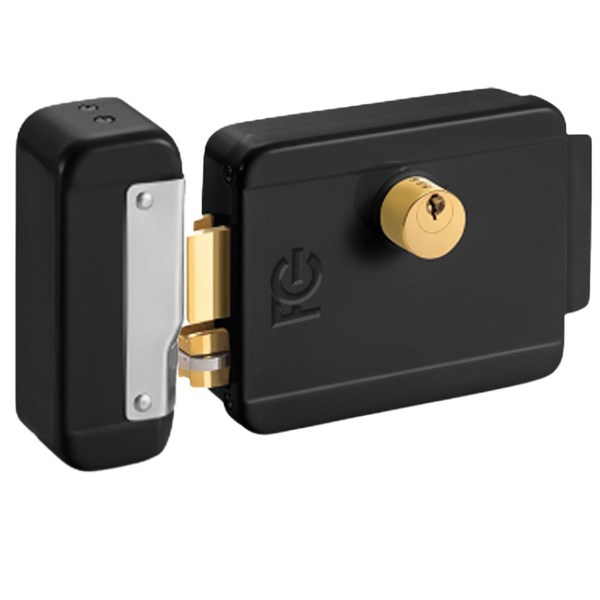 Fechadura Eletrica De Sobrepor Preta Reversível 4 Lados Fcfec