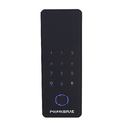 Fechadura Eletrônica Digital Primebras com Biometria, Senha e Cartão Athenas Madeira BT Sobrepor para Porta de Giro