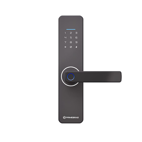 Fechadura Eletrônica Primebras Rio Preta de Embutir com Wi-Fi, Biometria, Senha, Cartão e Chave