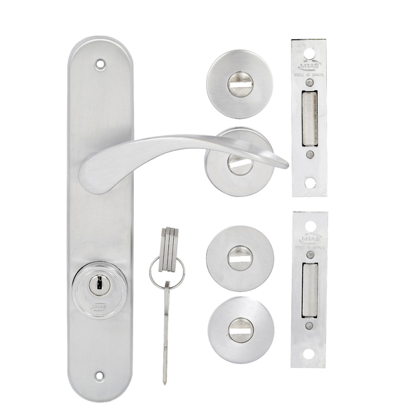 Fechadura Entrada 55mm Zamac Cromado Acetinado Trio Tecponto Imab