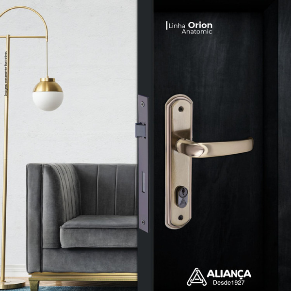 Fechadura Entrada Orion Anatomic 55mm Bronze Latonado Alianca