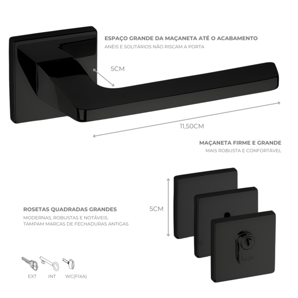 Fechadura Externa Haga Quadra 55mm Preto | Leroy Merlin