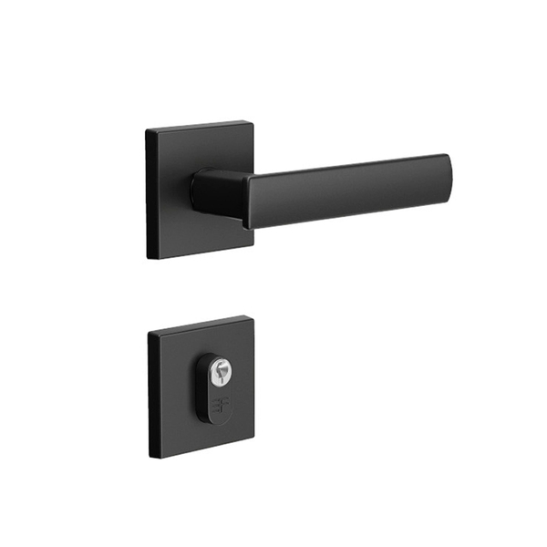 Fechadura Externa Maçaneta Quadrada Preto Fosco 3f 740e/117