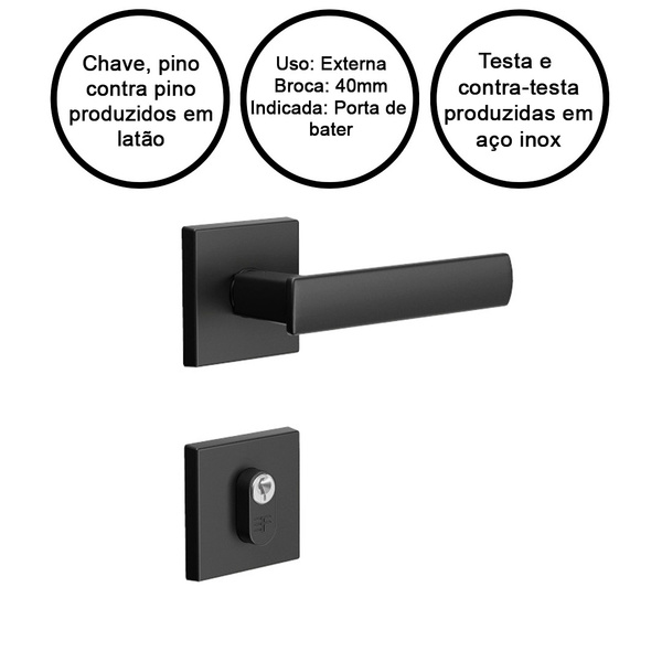 MATE@ØR39 MACANETA EXTERNA PORTA LD COM CHAVE CINZA - 6947607159