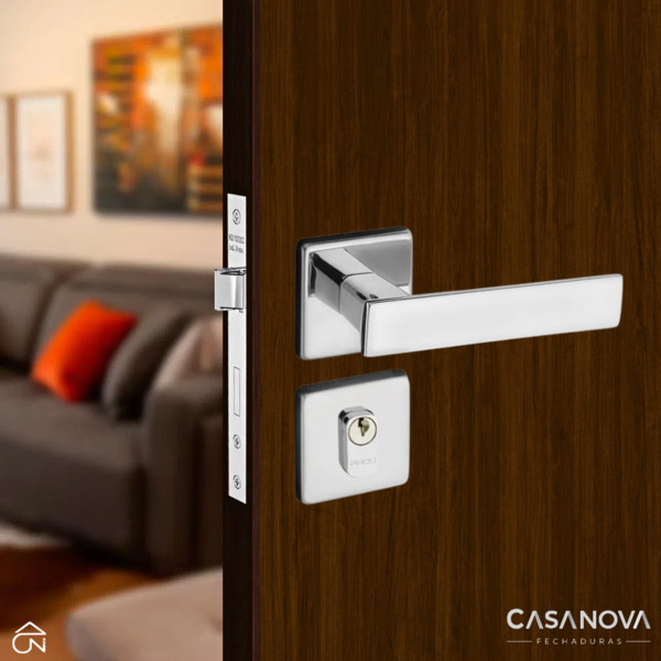 Fechadura Externa Pado Quadra 701 55mm Cromado Acetinado | Leroy