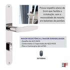 Fechadura Externa Porta Aluminio Aço Espelho Plano Cromo 3f
