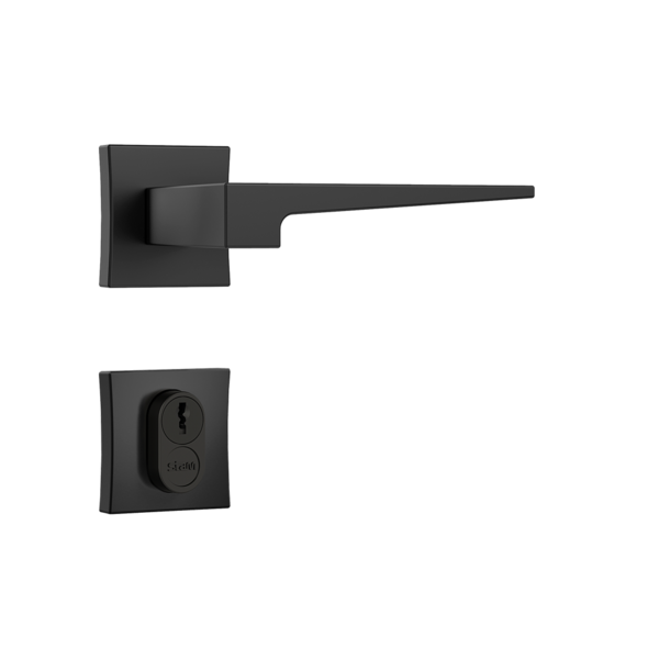 Fechadura Externa Stam 3200 55mm Preta Fosca Roseta Quadrada