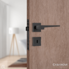 Fechadura Externa Stam 3200 55mm Preta Fosca Roseta Quadrada