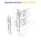 Fechadura Imab Externa Rolete 3 Pinos  Polido