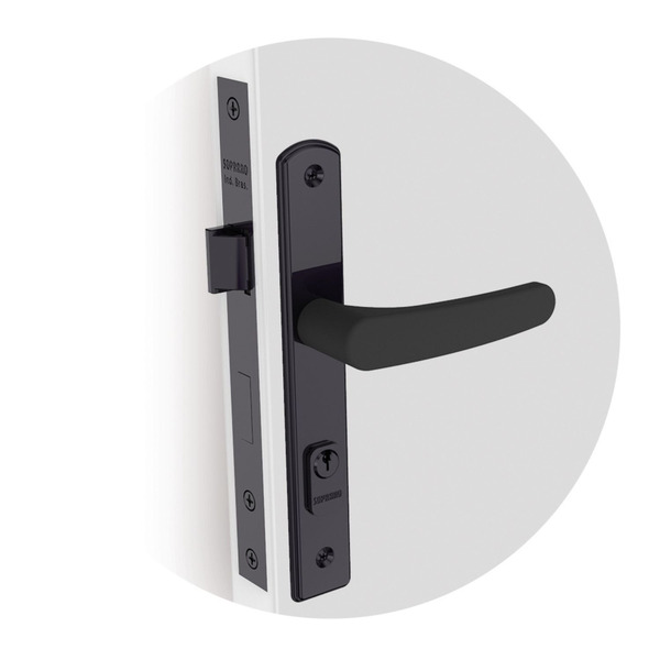 Fechadura Ipanema Perfil Estreito Externa 20mm Preto Fosco (2