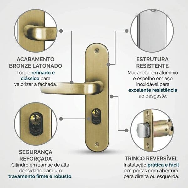 Fechadura Mgm Stilo Externa Espelho Com Chave 40mm Trinco