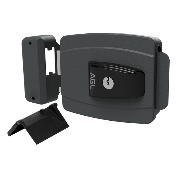 Fechadura Mini Agl 42mm Chave Simples 12v Externa Cinza | Black