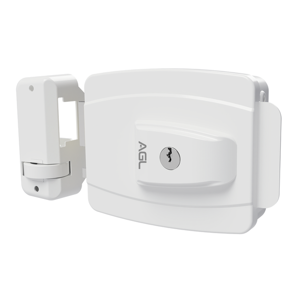 Fechadura Mini Agl Ajust Chave Simples Abert Inter Branco12v